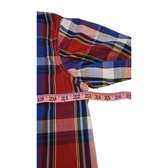 Ecko Unlimited Men Short Sleeve Button-up Red White Blue Plaid Shirt  Size Large - Picture 16 of 16